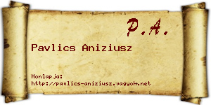 Pavlics Aniziusz névjegykártya